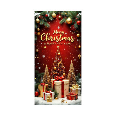35 X 71 Inch Christmas Door Cover - Santa Claus Pattern - Christmas Day Door Decoration - Festival Party Decoration