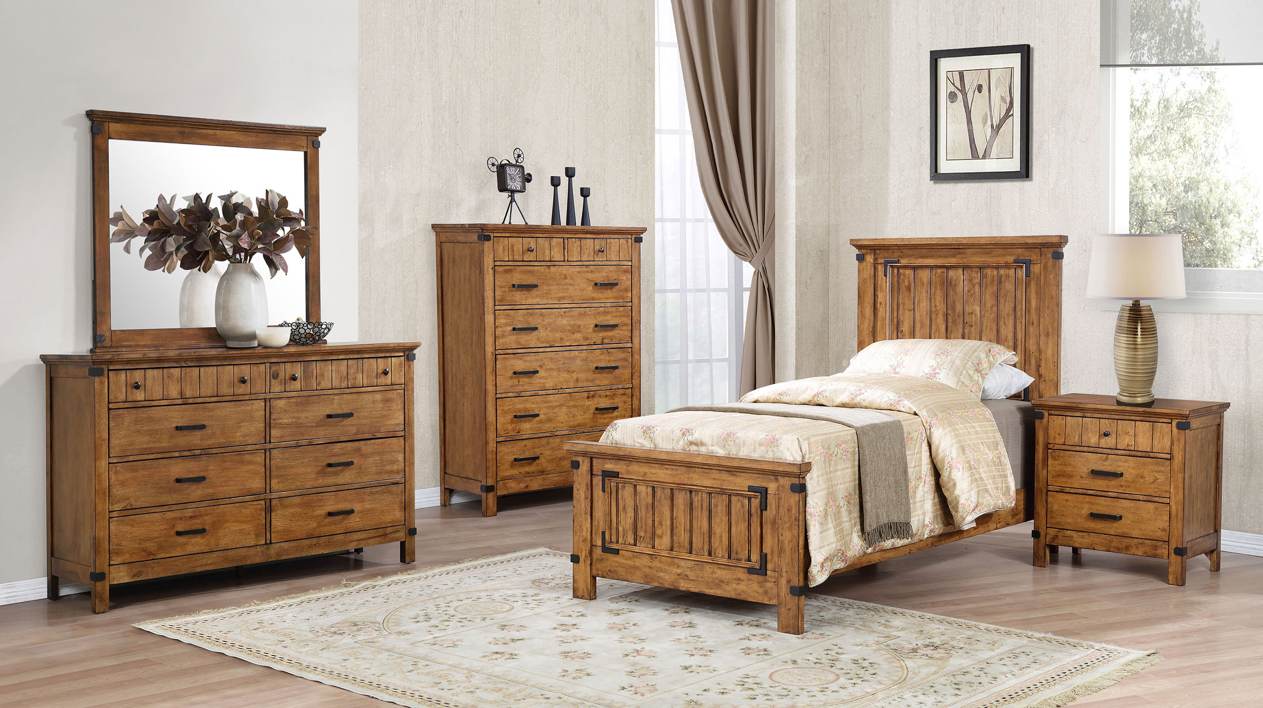Alma Brenner 5-Piece California King Bedroom Set Rustic Honey | Wayfair