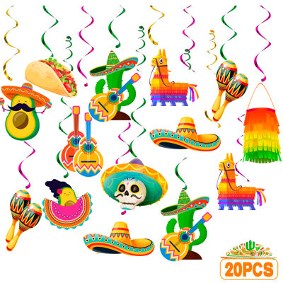 Mexican Fiesta Hanging Swirl Decorations,20pcs Cinco De Mayo Decorations Hanging Swirl