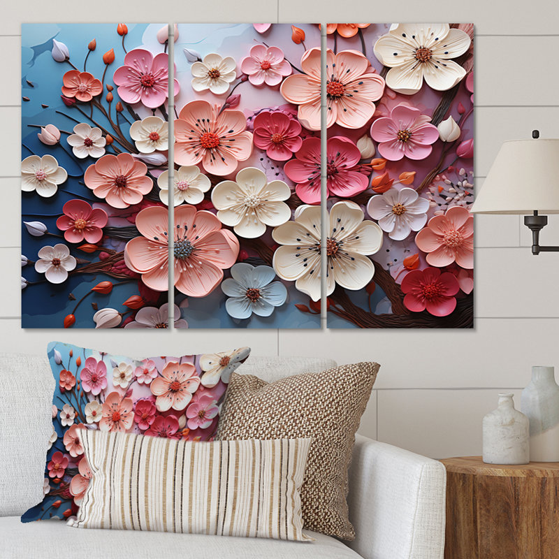 «Apple Blossom Harmony I», impression sur toile tendue 3 pièces, H 28 po x l 36 po x P 1 po