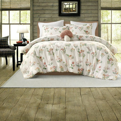 Ensembles de literie fantaisistes verts, édredon en polyester à motif floral et champignon, parfait pour la décoration intérieure
