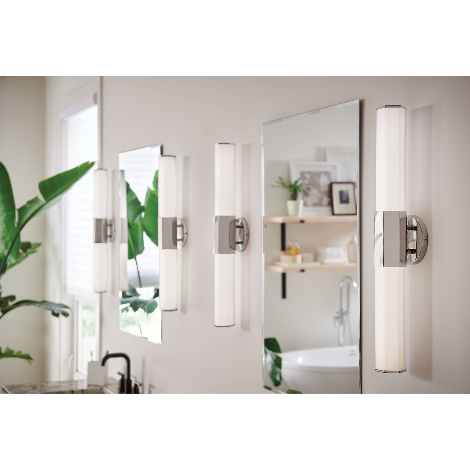 Belden Single Frosted Dimmable LED Bath Bar, Polished Nickel