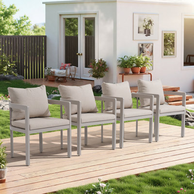 4-piece Aluminum Patio Dining Chairs With Cushions