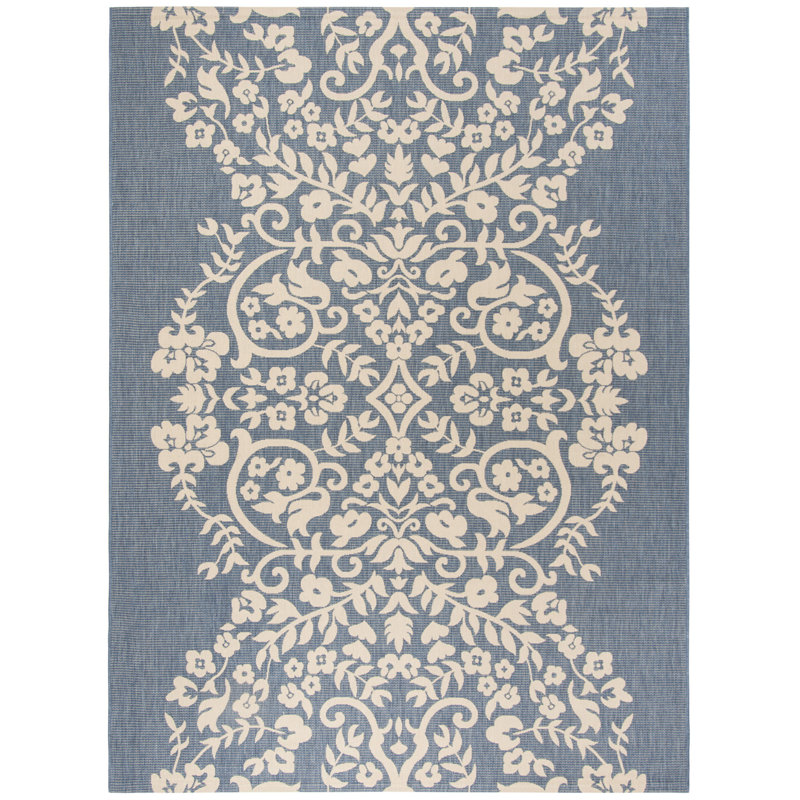 Tapis ikat bleu / beige Sorensen, Rectangle 8 pi x 11 pi 2 po