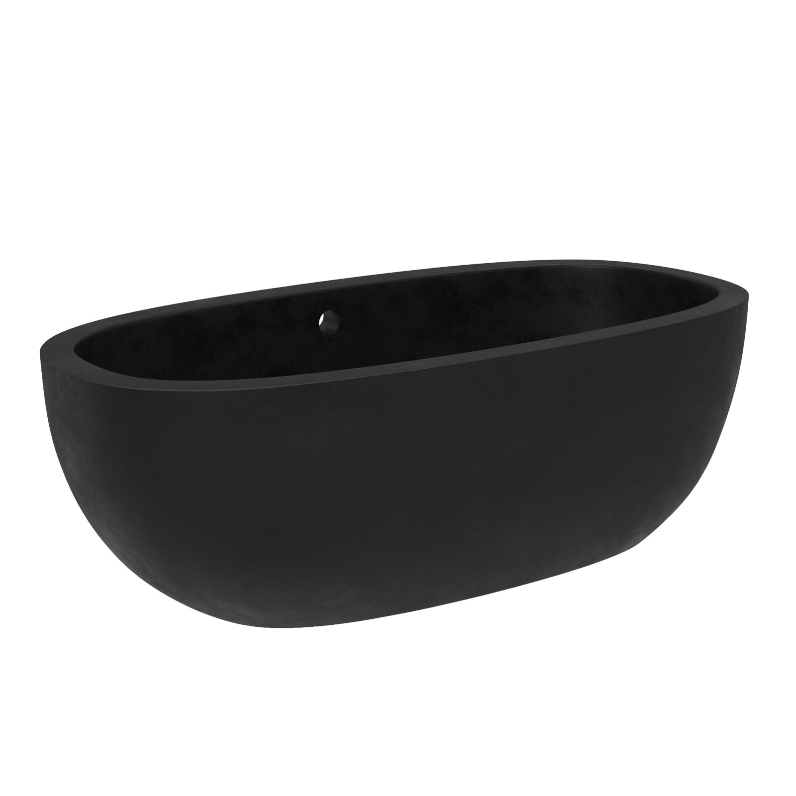 Avalon NativeStone Concrete Freestanding Oval Soaking Bathtub, 23" H x 36" W x 72" L, Charcoal