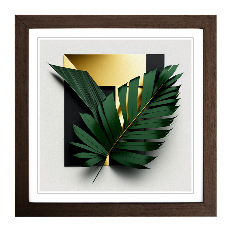 Palm Leaf Suprematism - Framed Print, Walnut