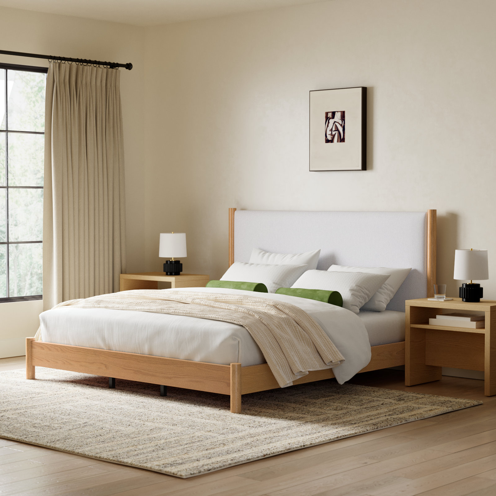 Kaplan Wood Bed, King, Natural/Beige