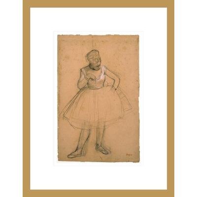 Danseuse de ballet ajustant son costume par Edgar Degas, impression giclée encadrée