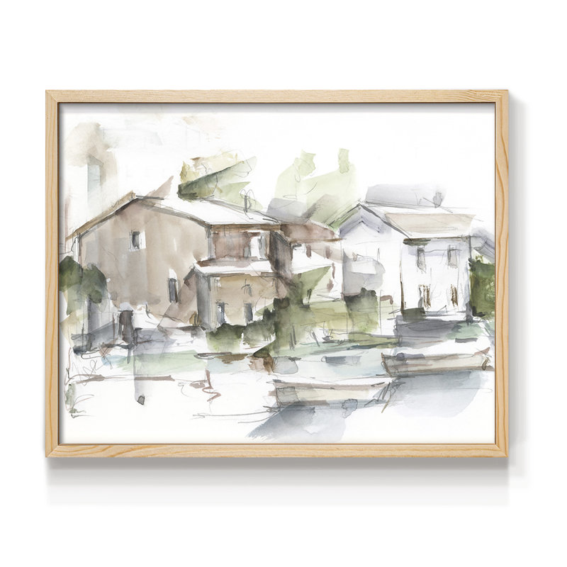 Serene Lakefront I - Reproduction encadrée - Restickable, Naturel, H 16 po x l 20 po