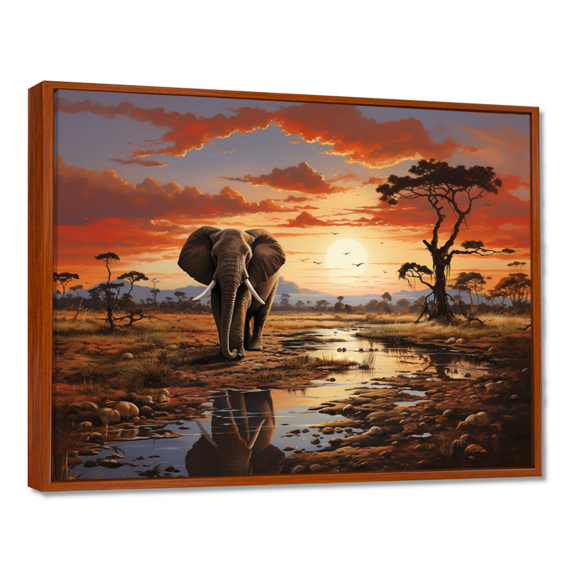 Faune d'Afrique, animaux d'Afrique sur toile, H 12 po x l 20 po x P 1 po, Cadre flottant brun