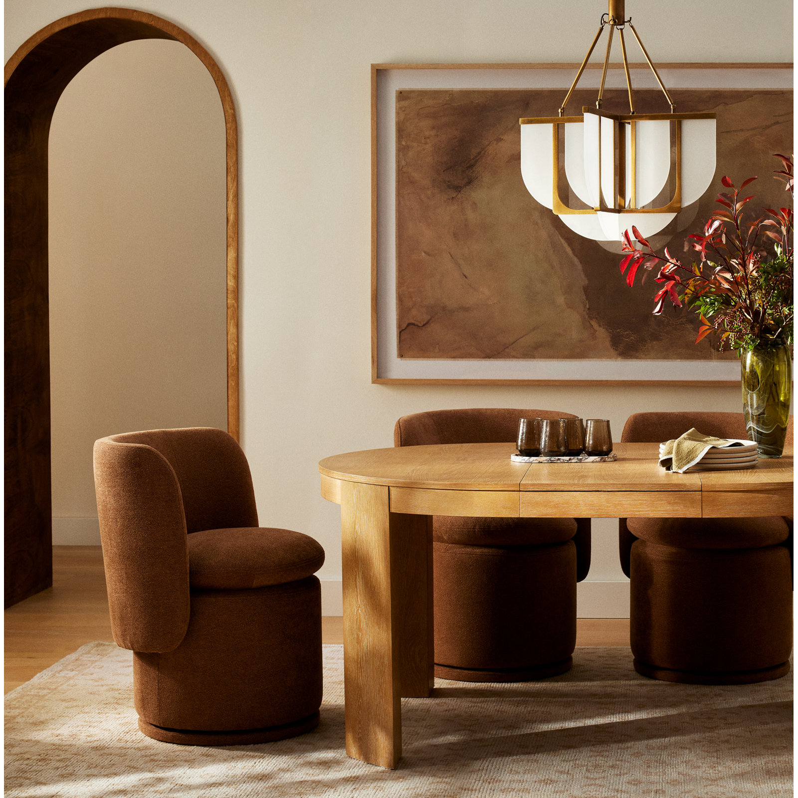 Adrielle Swivel Linen Dining Chair, Linen Elite Camel