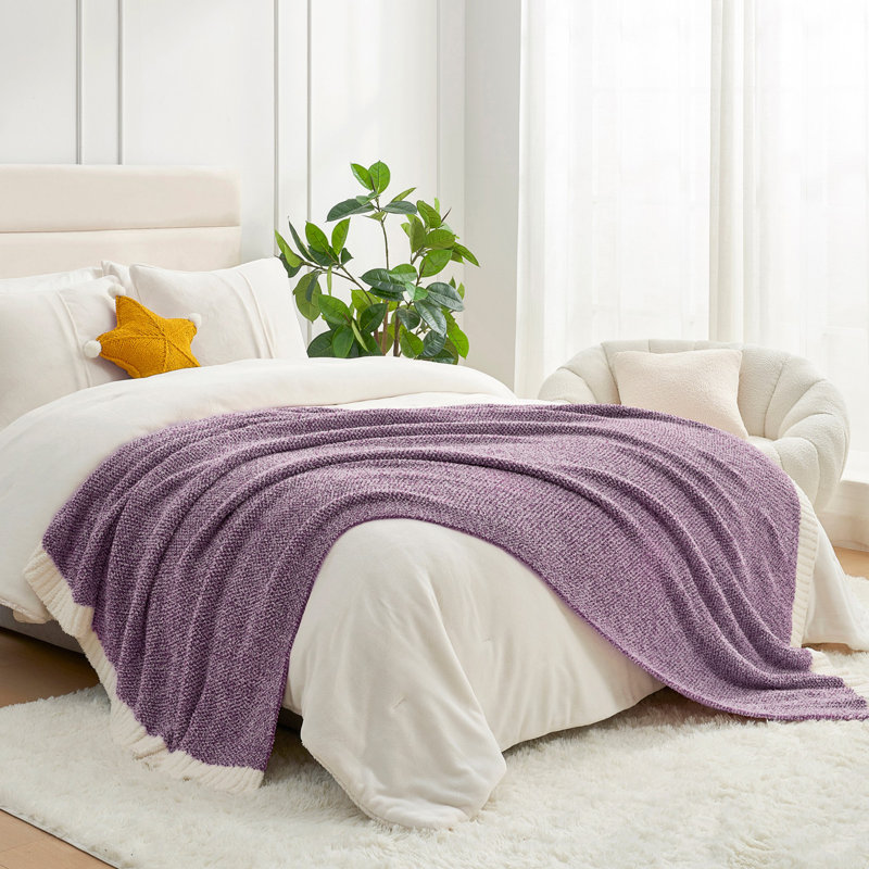  Jeté tricoté réversible Heather Knit, L 60 po x l 50 po, Mauve