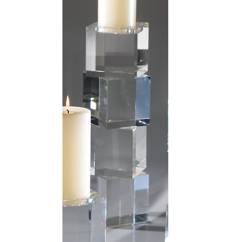 Escalier Crystal Elegance 16" Pillar Candlestick Holder