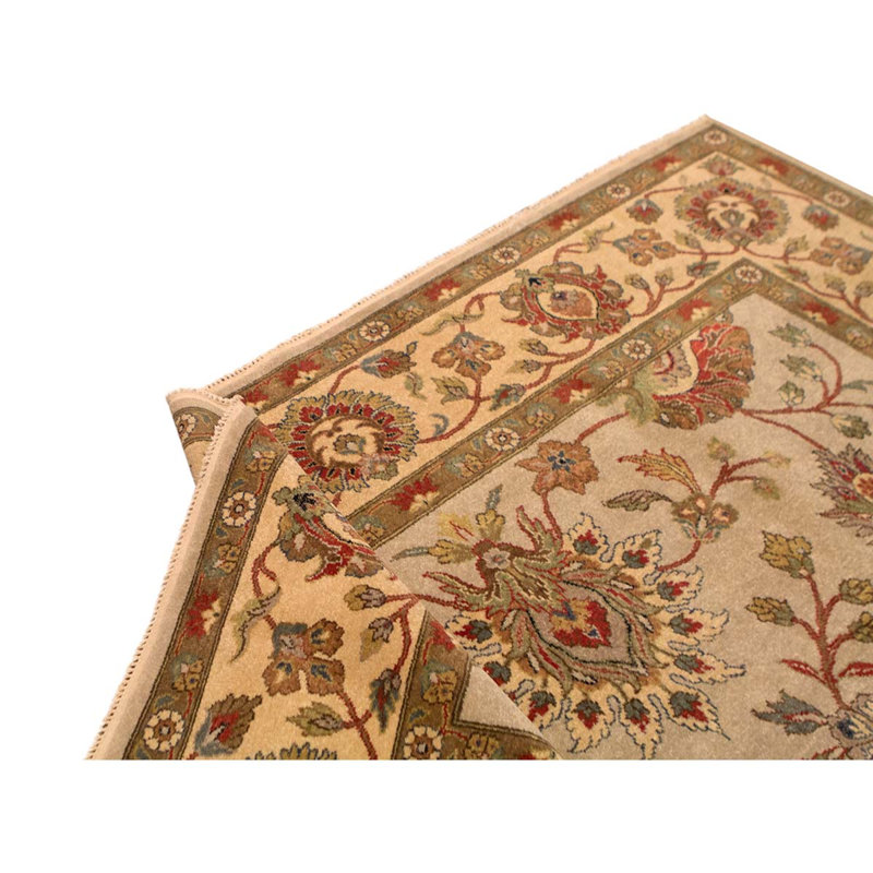 Tapis brun / crème noué à la main