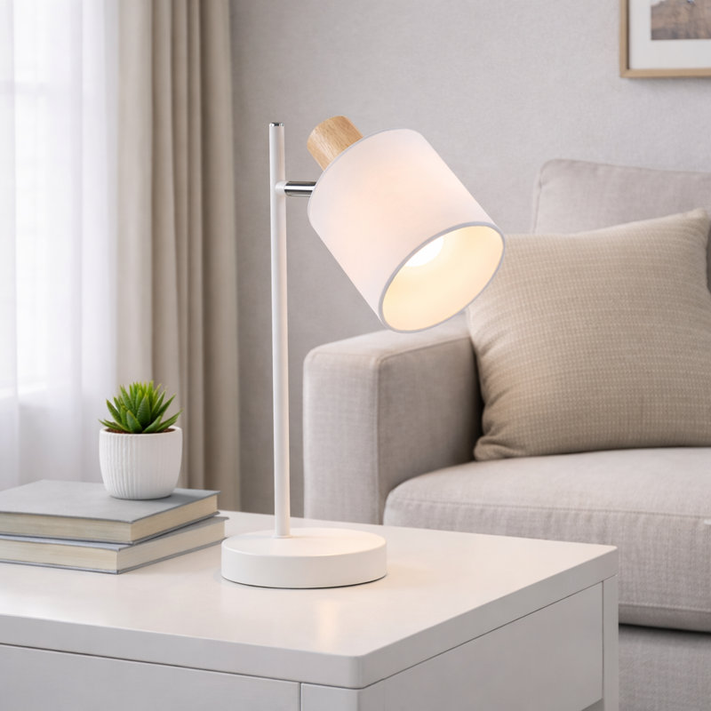 white Table Lamp 35cm with Fabric Shade