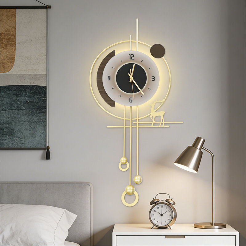 Horloge murale en métal avec lumière DEL, Grand