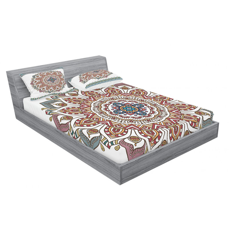 Microfiber Floral Sheet Set, Queen Sheet Set with Fitted Sheet
