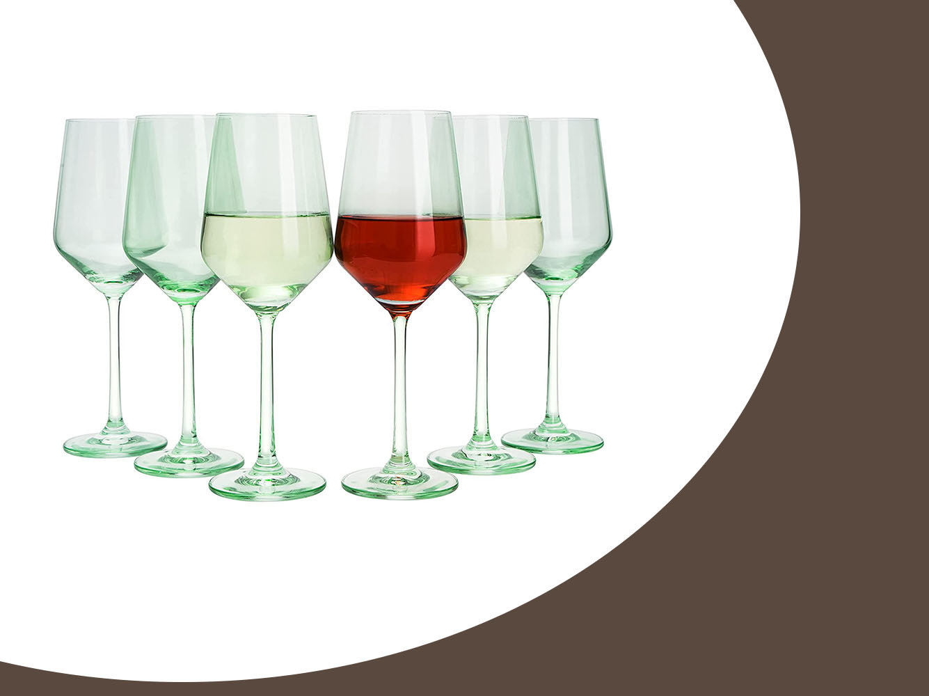 Colored Wine Glass Set, Large 12 oz Glasses Set of 6, Unique Italian Style  Tall Stemmed for White& Red Wine, Water, Margarita Glasses, Color Tumbler