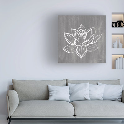 Bolog Farida Zaman Lotus On Silver Canvas Wall Art