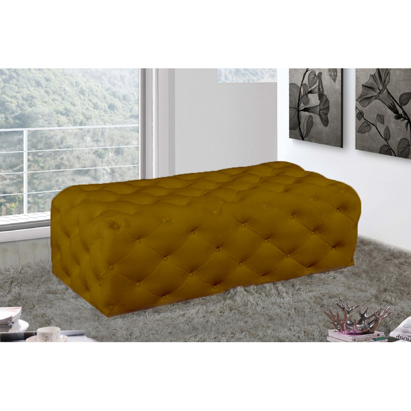 Cron 132cm Wide Tufted Rectangle Ottoman, Mustard