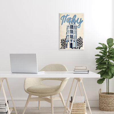 Plaque murale bleue et beige en Italie, signée Annabelle Hall