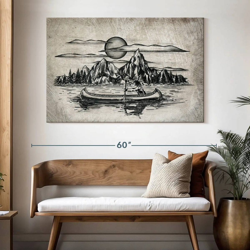 Lelar Indian In Canoe, 34" H x 51" W