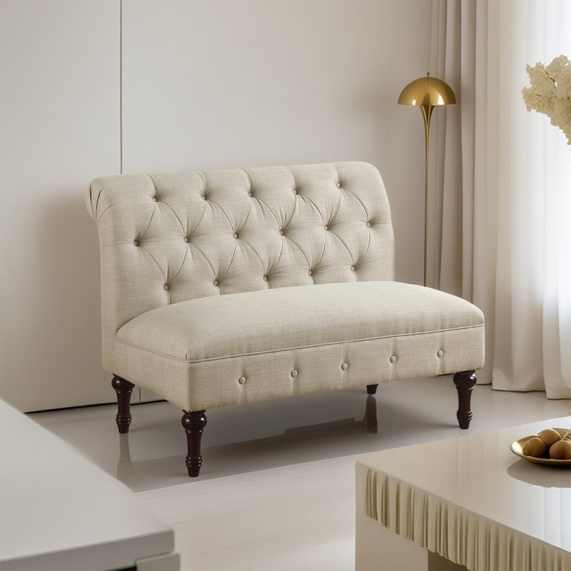 Banquette rembourrée et rembourrée en polyester de qualité supérieure avec accoudoirs faciles à assembler pour le salon et la chambre à coucher