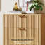 Commode à 3 tiroirs Natural pour chambre à coucher, commode cannelée avec grands tiroirs et pieds robustes dorés, commodes et commodes pour chambre à coucher, salon, chambre d'enfant