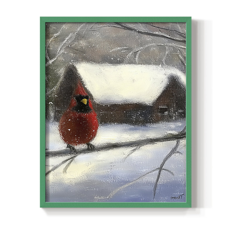 «Christmas Holiday Art CDXLVI», reproduction d'art encadrée - bois massif, H 11 po x l 9 po, Vert