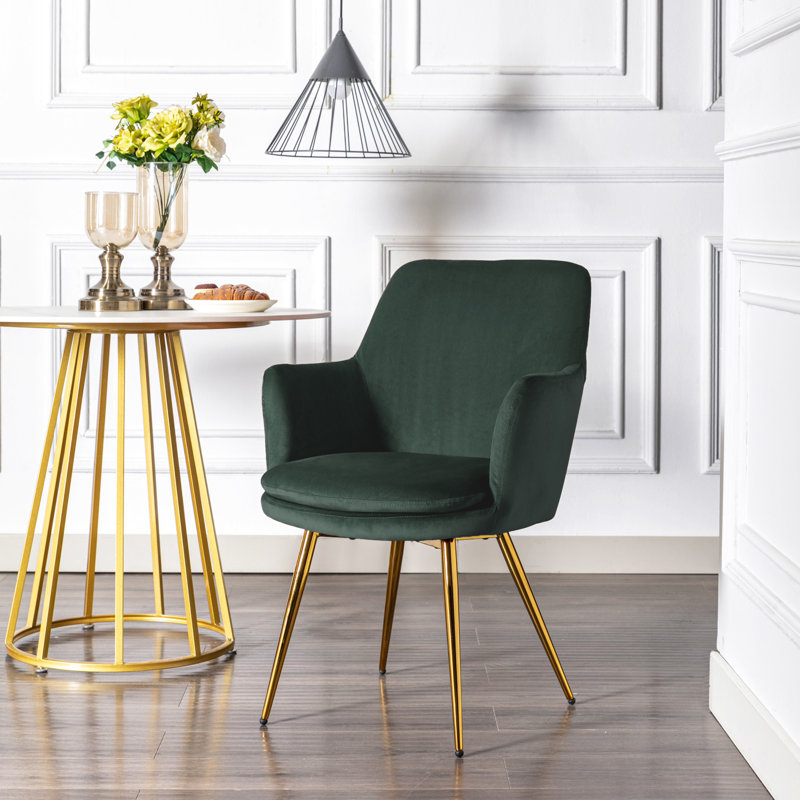 Reyansh Velvet Armchair, Green Velvet