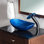 Lavabo de salle de bain vasque ovale en verre bleu