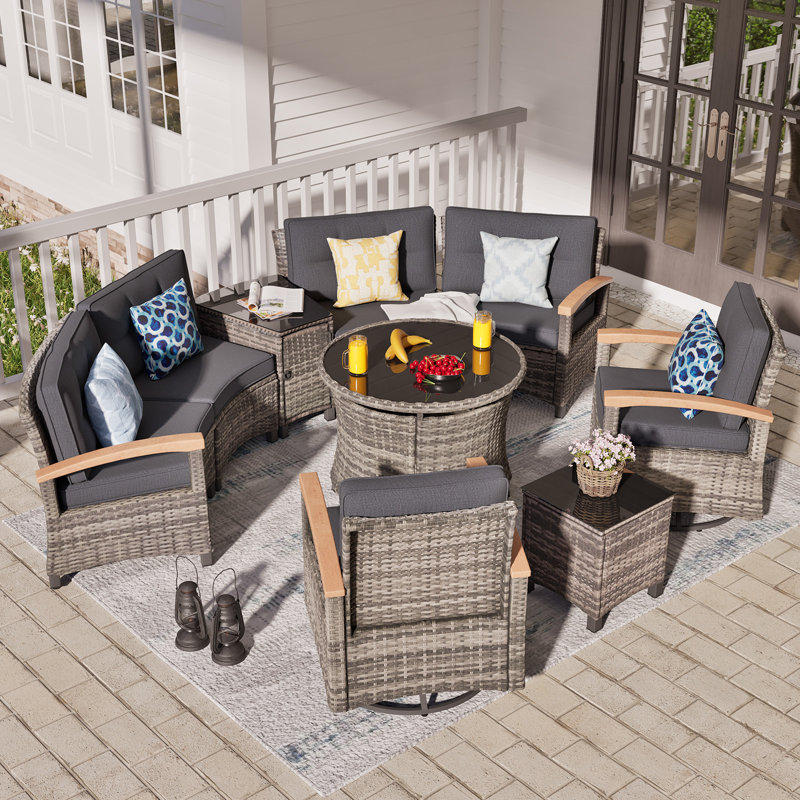 Patio Set SEGMART 3-Piece Outdoor Sectional Sofa With Table