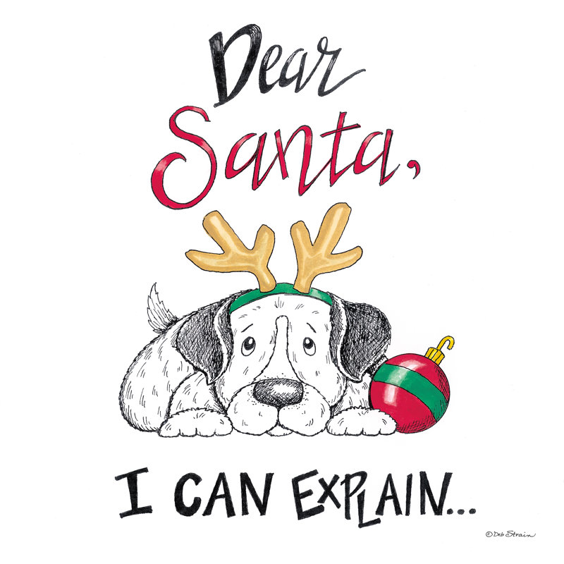 «Dear Santa, I Can Explain On Canvas» par Deb Strain, art textuel, H 20 po x l 20 po x P 1,25 po