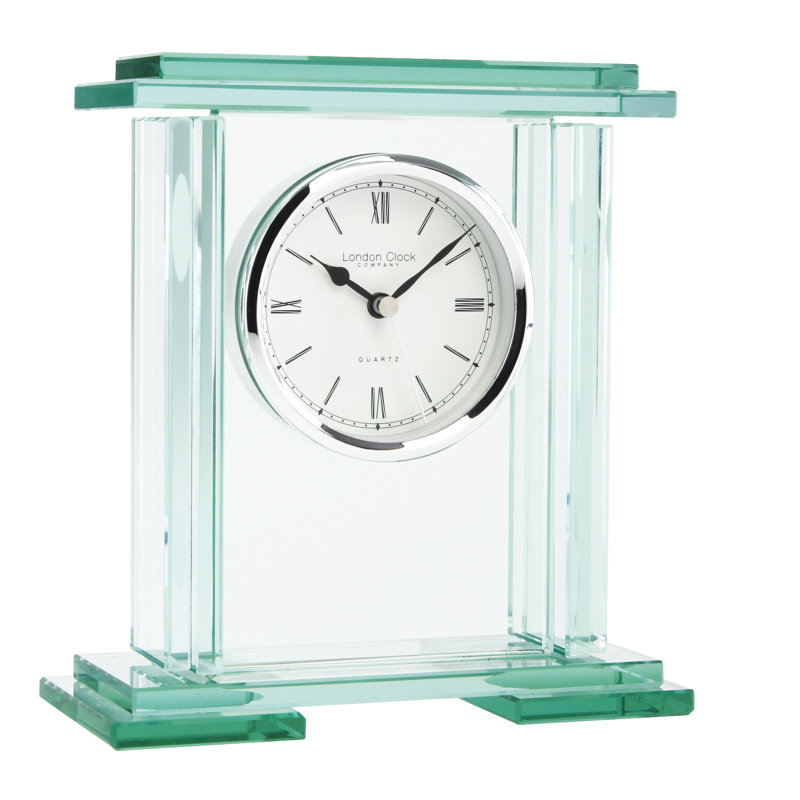 Mantle Traditional Roman Numeral Quartz Movement / Crystal Tabletop Clock in Clear