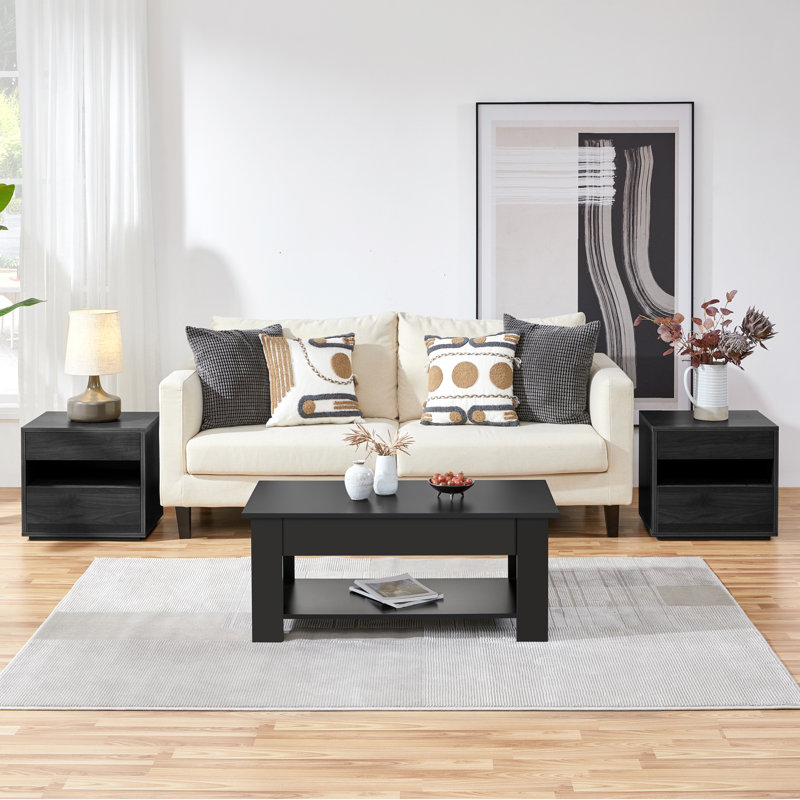 Table basse Ajeem, Noir, noir, noir, noir, H 16,5 po x L 39 po x l 20 po