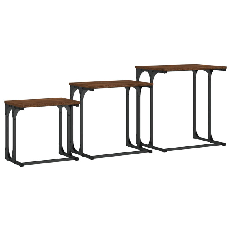 17 Stories Nesting Coffee Tables 3 Pcs Smoked Oak Engineered Wood, Brown Oak