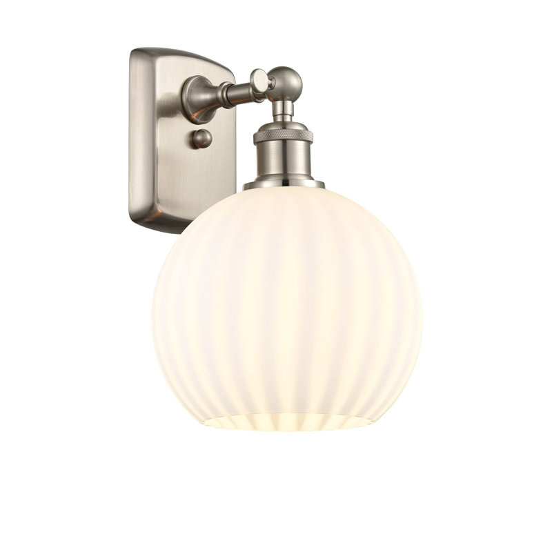 Berendina Steel Armed Sconce, Satin Nickel, 11" H x 8" W x 8.13" D