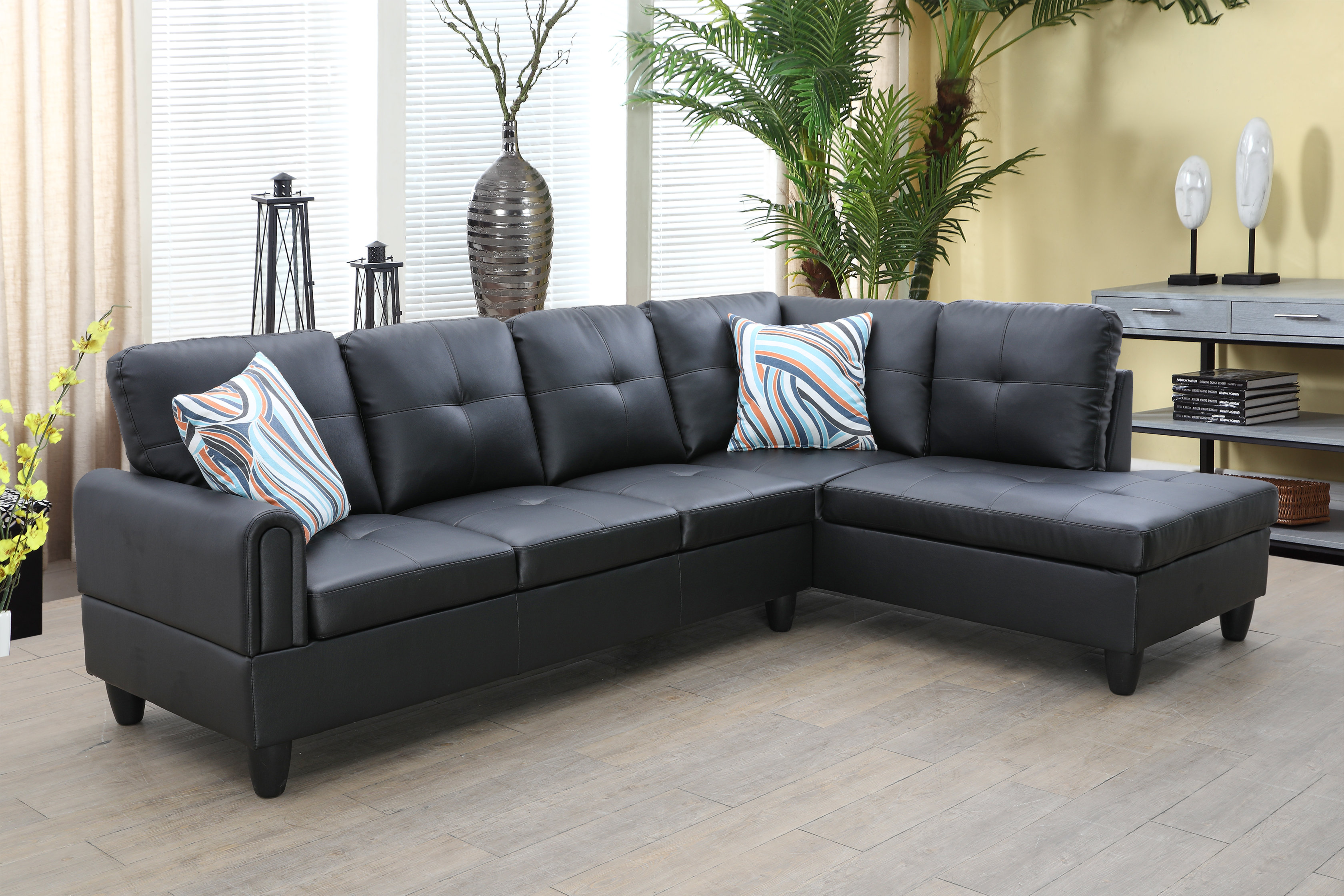 Latitude Run® Renford 97" Wide Faux Leather Sofa & Chaise & Reviews ...