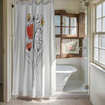 Rideau de douche standard 1 pièce Petal Lines