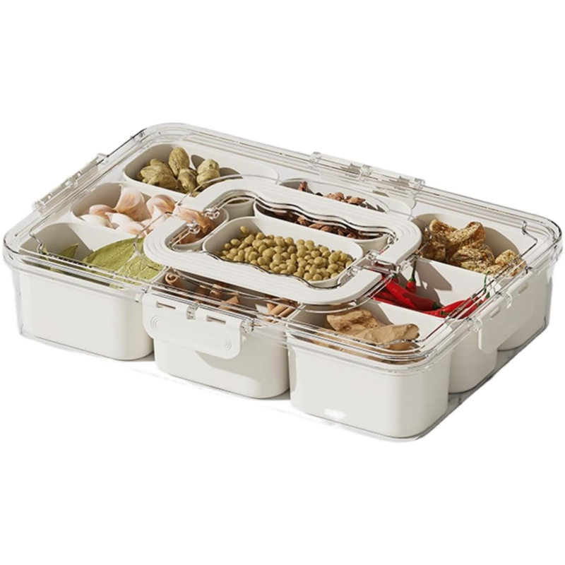 9 Compartments Snackle Box Container Divided Snack Box for Picnic Travel Party Entertaining