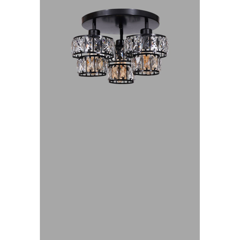 Élégant lustre noir, corps en métal et capuchon en verre, hauteur 6,7 po x diamètre 9,1 po | 3 x douilles E27 (40 W maximum) | pour salle à manger, salon et vestibule | Design élégant et moderne, classé IP20
