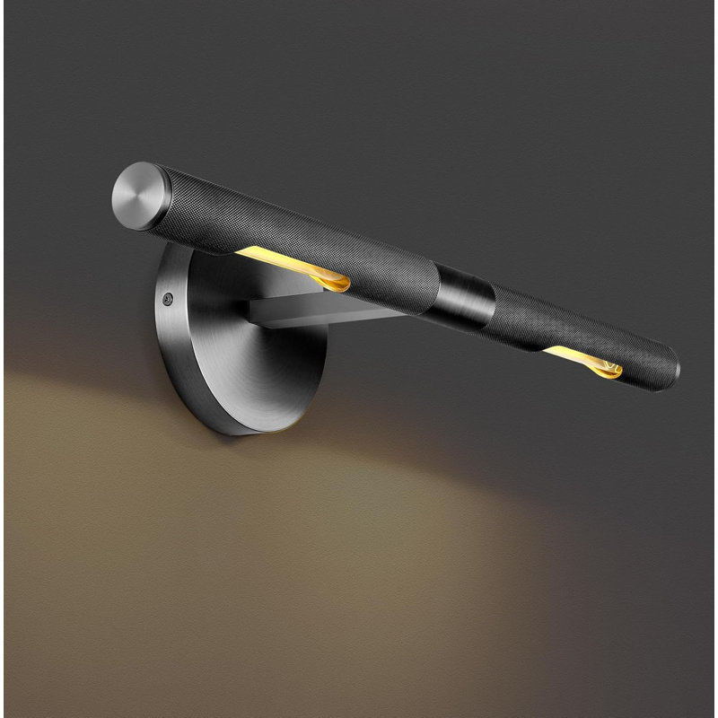 Applique murale de luxe rotative à 360 ° à intensité variable (ampoules incluses), H 4,7 po x l 19 po x P 5 po, Noir mat