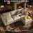 99" Leather Upholstered Sectional Sofa with Hidden Storage-387696368-387696363