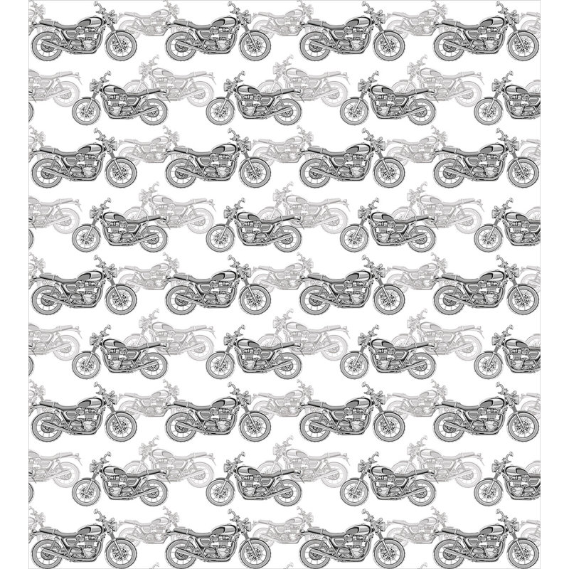 Twin Gray Motorcycle Print Microfiber Duvet Cover Set