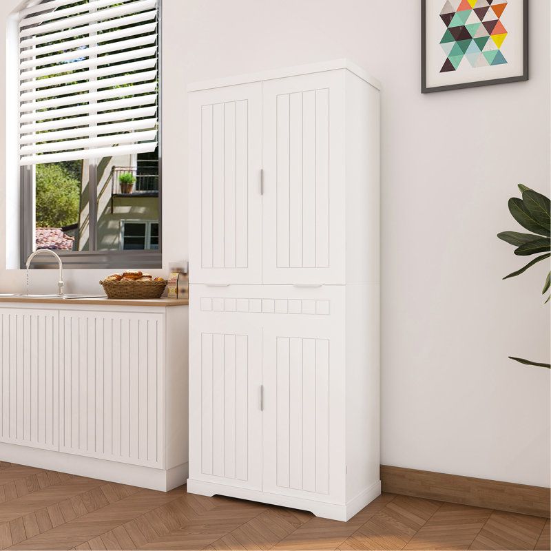 Armoire de rangement 71,65 "avec tiroir, armoire, 2 armoires et 6 portes, tablettes réglables, armoire autoportante