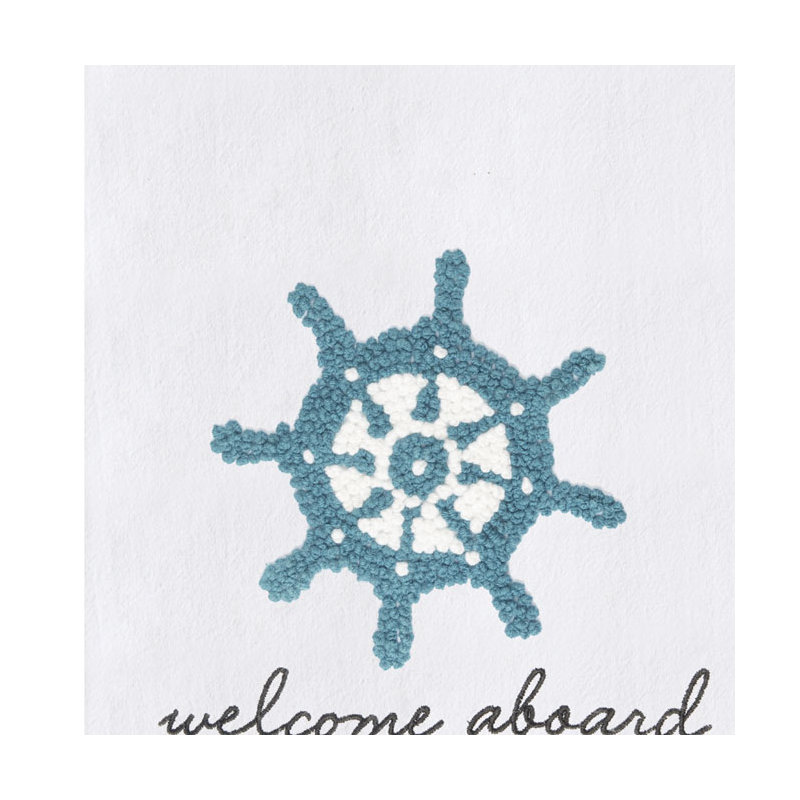 Ships Wheel French Knot Flour Sack Kitchen Dishtowel
