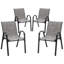 Chaises de salle à manger empilables de patio, ensemble moderne de Textilene en métal pour l'extérieur