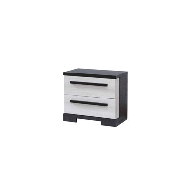 Table de chevet de rangement contemporaine à 2 tiroirs avec craie et finition noire, pour les chambres à coucher modernes