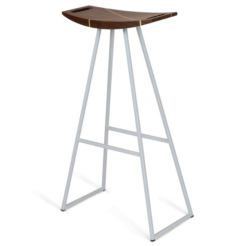Robert Counter Stool with Metal Frame, Walnut, White, Bar Stool (30" Seat Height)