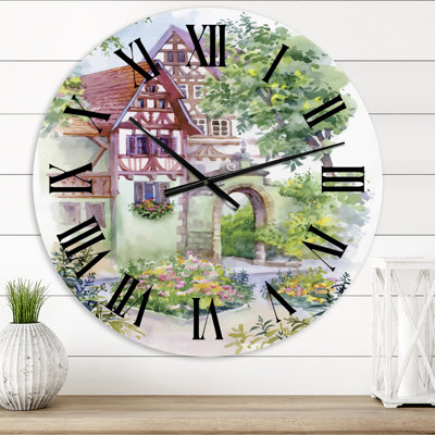Red Rustic House In The Country Side - Horloge murale traditionnelle